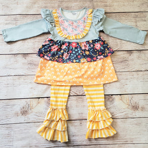 Navy and Yellow Floral Set
